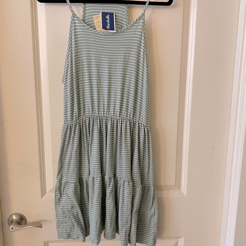 XL tank dress - sage - striped NWT